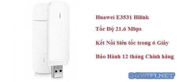 USB 3G Huawei E3531 tốc độ 21.6mbps hỗ trợ công nghệ 4G