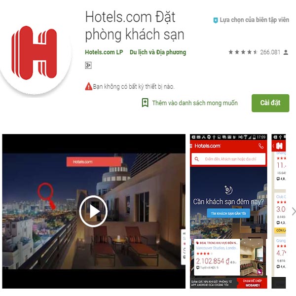 ứng dụng tìm khách sạn