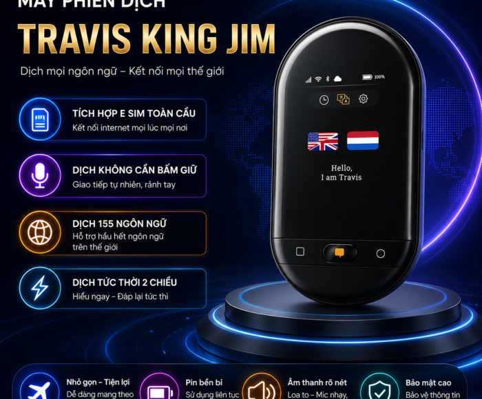 Máy Phiên Dịch Travis King Jim 2026 – Dịch Trực Tiếp 155 Ngôn Ngữ Công Nghệ Đến Từ Hà Lan
